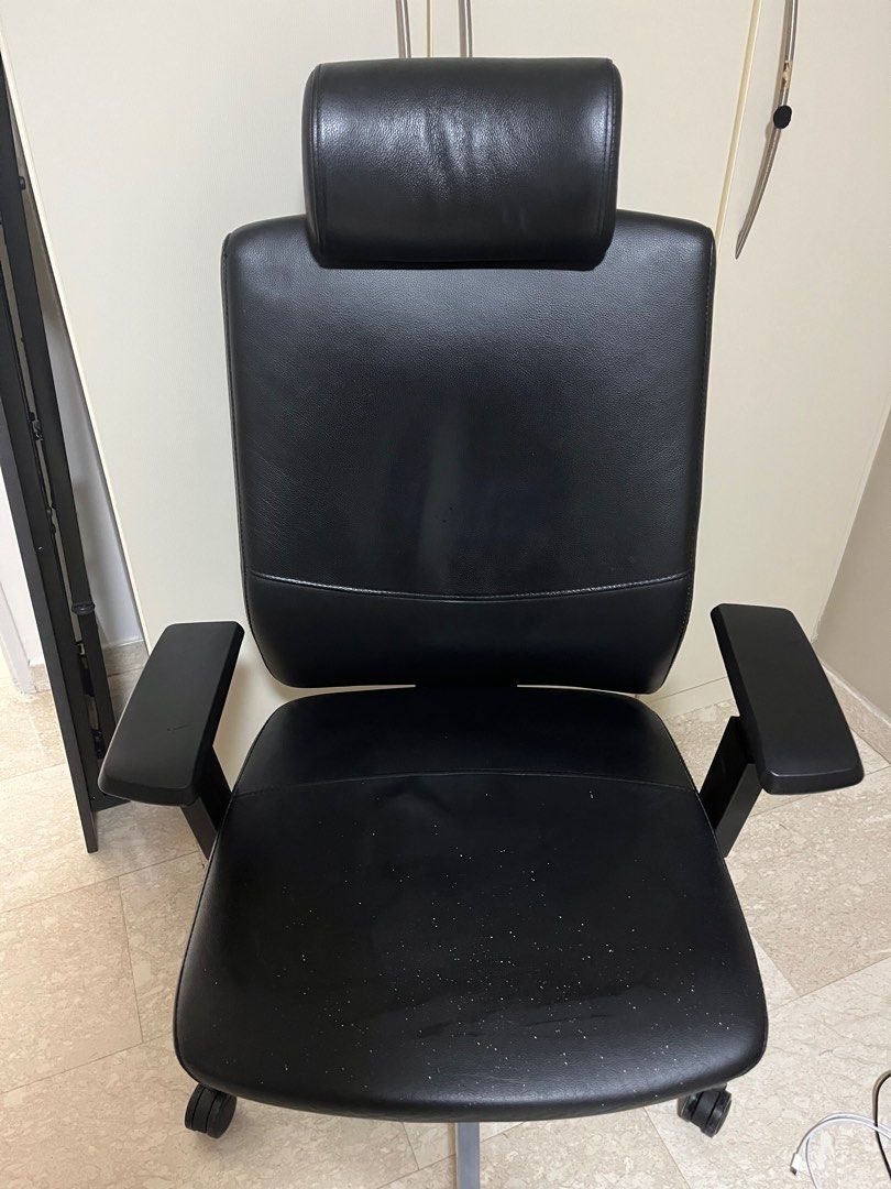 Office Chair REAL LEATHER, Furniture & Home Living, Furniture, Chairs