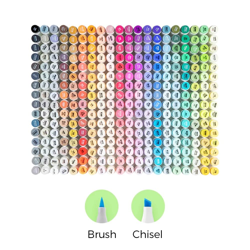 Ohuhu Alcohol Markers 320 colors Brush & Chisel Alcohol-based