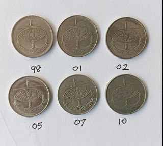 Old 50c Coins from Malaysia 1998-2010