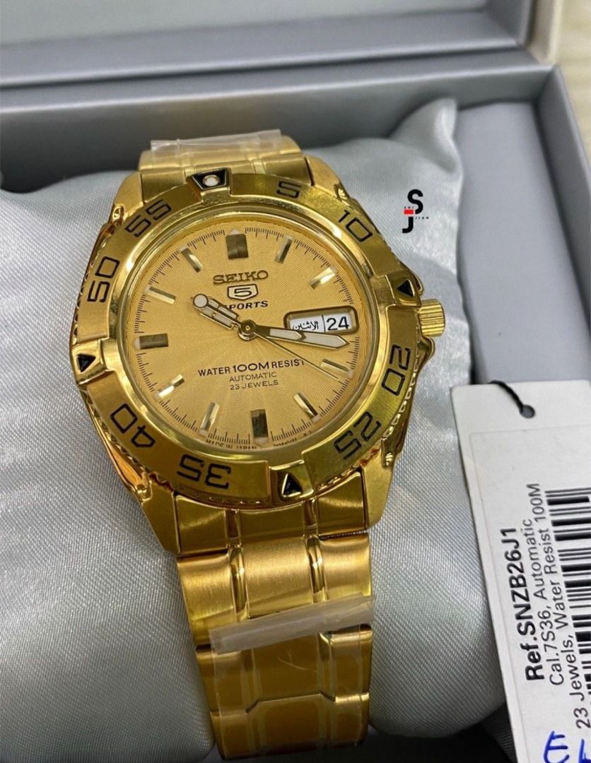 Original Seiko 5 Sports Automatic Men s Gold Stainless Steel Strap