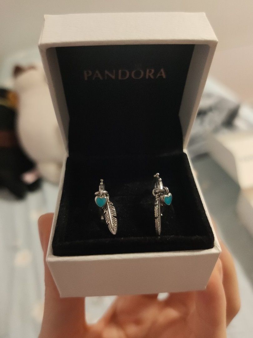 Turquoise hearts & shop feather hoop earrings