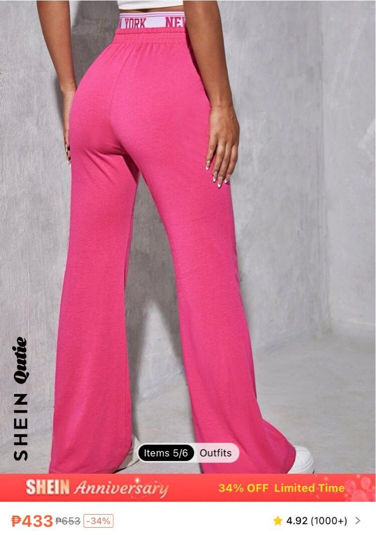 Pink Flare High waist Pants, Women's Fashion, Bottoms, Other Bottoms on  Carousell