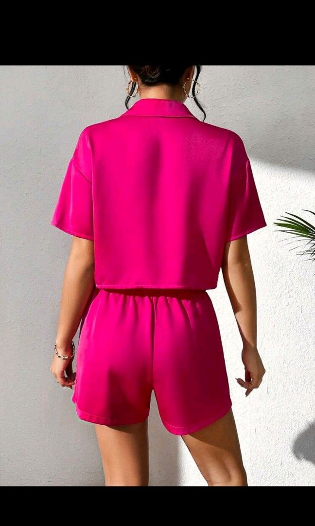 Pink Polo and Shorts Coords (Category: Sets or Coordinates) located in Paranaque City. Submitted by mclock94 (Listing ID 1260338434, Image 3). Description: Silk texture High quality lalamove co buyer.