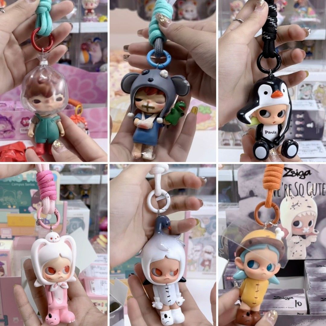 POPMART Official Series Hirono & Zsiga Figurines Hand Wrist Mobile Phone  Candy Ring Lanyard Holder Strap Hanging Braided Keychain