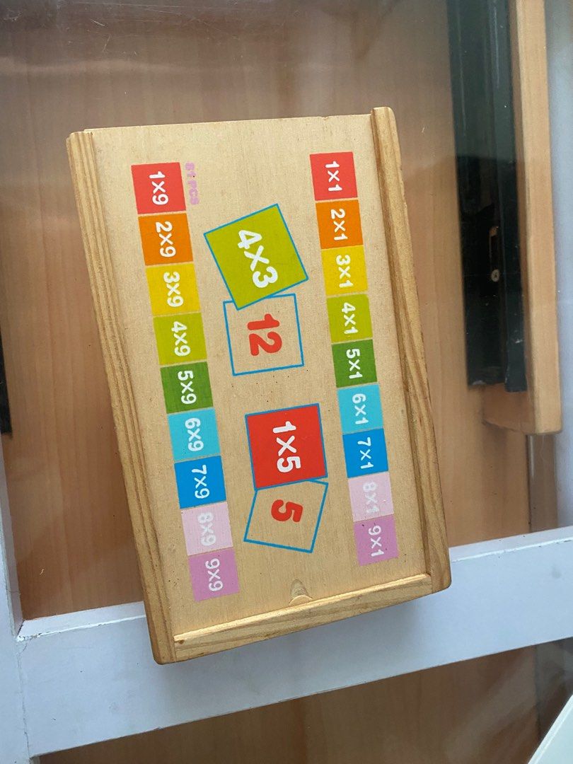 Portable wooden multiplication toy (Category: Educational & Learning Toys) located in Caloocan City. Submitted by Nicolle (Listing ID 1260340800, Image 3). Description: Hiii this is a pre loved wooden multiplication toy for practicing multiplication table 1-9 ✅ 100% made of wood ✅ question and answer are in every wooden chip ✅child friendly ✅easy storage ‼️NOTE ‼️ Item shipping will be shouldered by buyer Initially selling for 500 but negotiable 