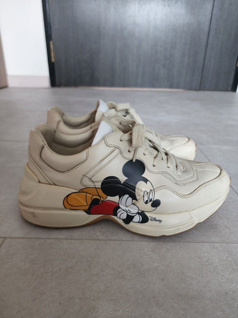 Gucci Women's Disney x Gucci Rhyton Mickey Mouse Leather Sneakers