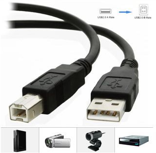 Printer Cable USB Type A Male to Type B Male Data Cord (1.5m) Black