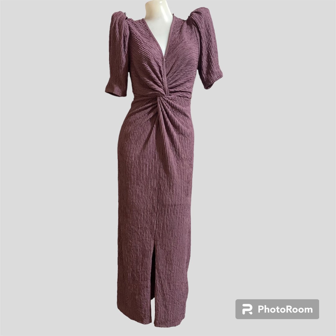 Purple Puff Sleeve Maxi Dress, Women's Fashion, Dresses & Sets, Dresses ...