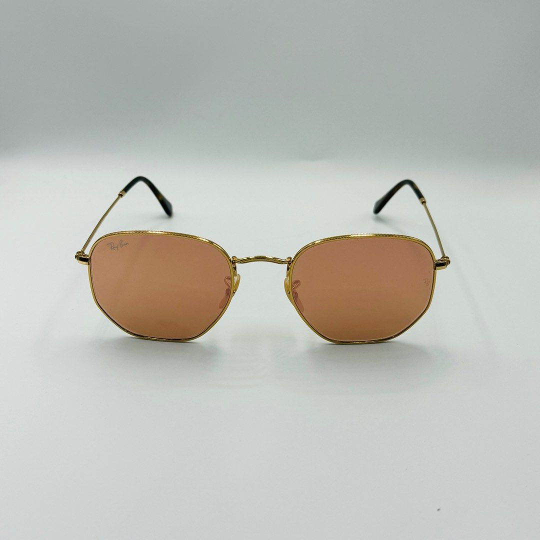 Rayban RB3548N 001 Z2 Round Hexagonal Flat Gold w Copper Mirror