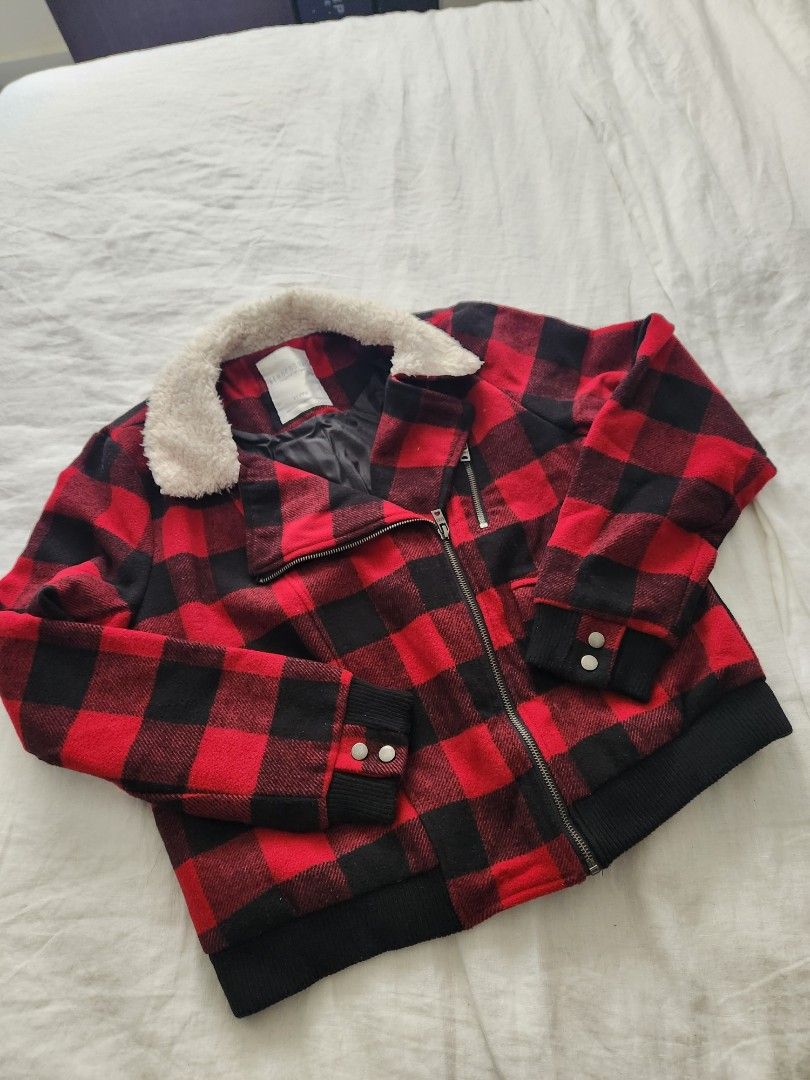 Red check shop jacket women's