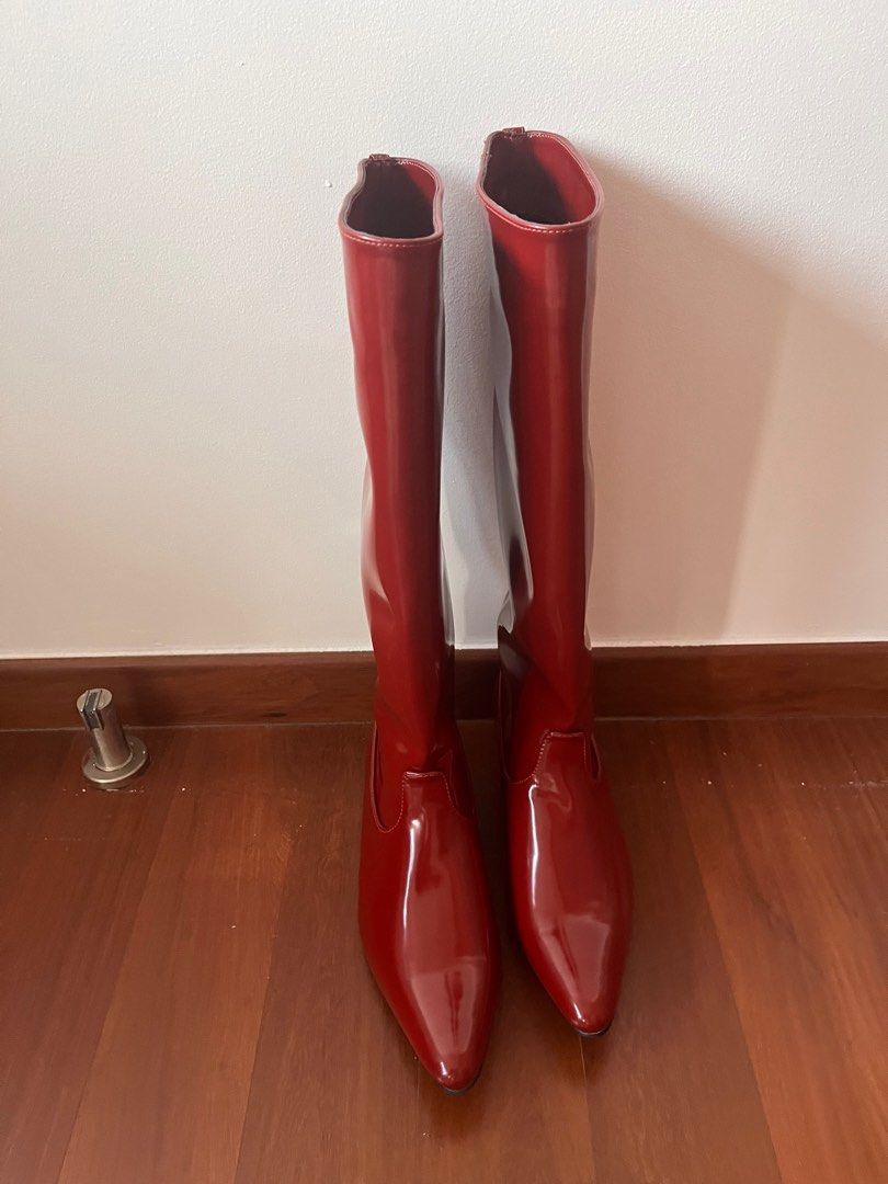 Red thigh high boots size 37