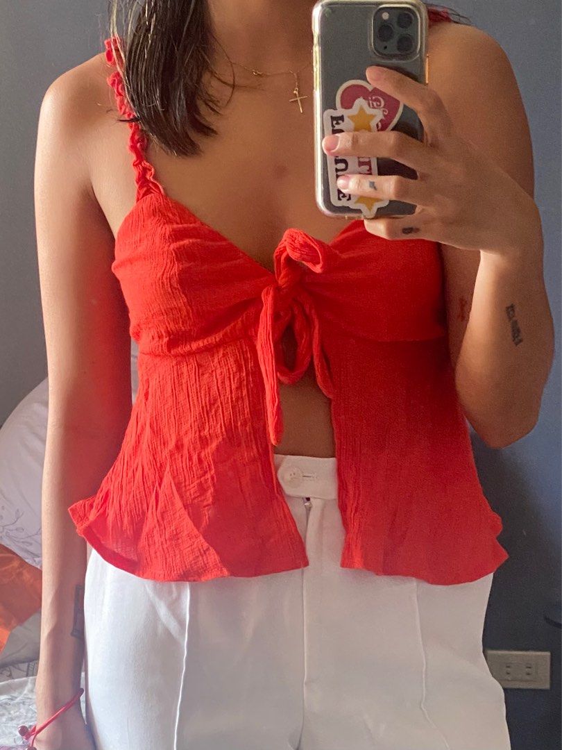 Ribbon tie top (Category: Sleeveless) located in Cainta. Submitted by powerpuffpuff2 (Listing ID 1260401890, Image 1). Description: Bought in local store in hk.