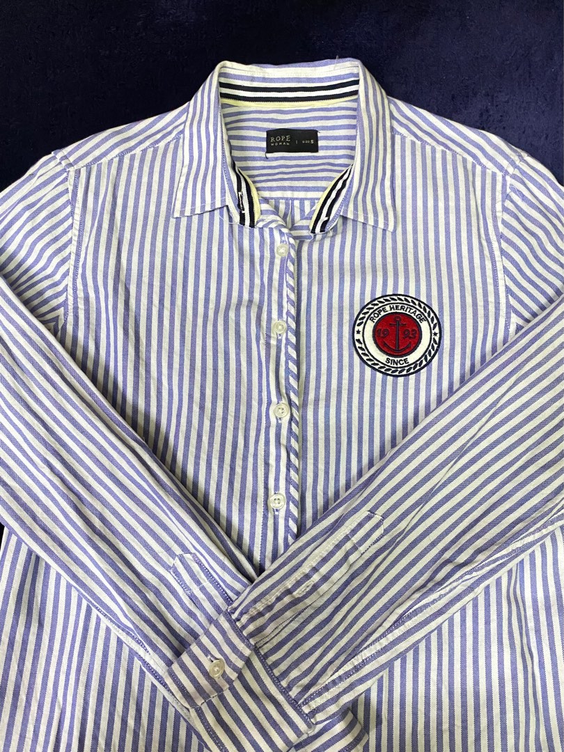 Rope Shirt for Women in White Blue, Women's Fashion, Tops, Shirts on