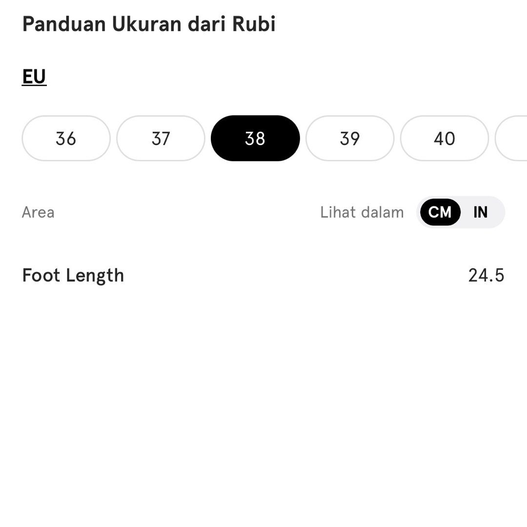 Ukuran hotsell sandal rubi