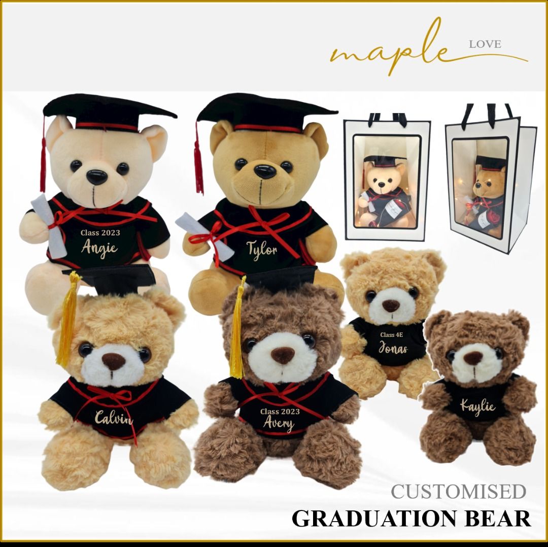 SG Ready Stock Customised Personalised Name on Graduation Bear 23cm Bear Set University Polytechnic ITE Kindergarten