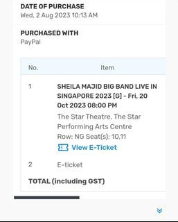 2 Sheila Majid Concert Tickets ( negotiable)