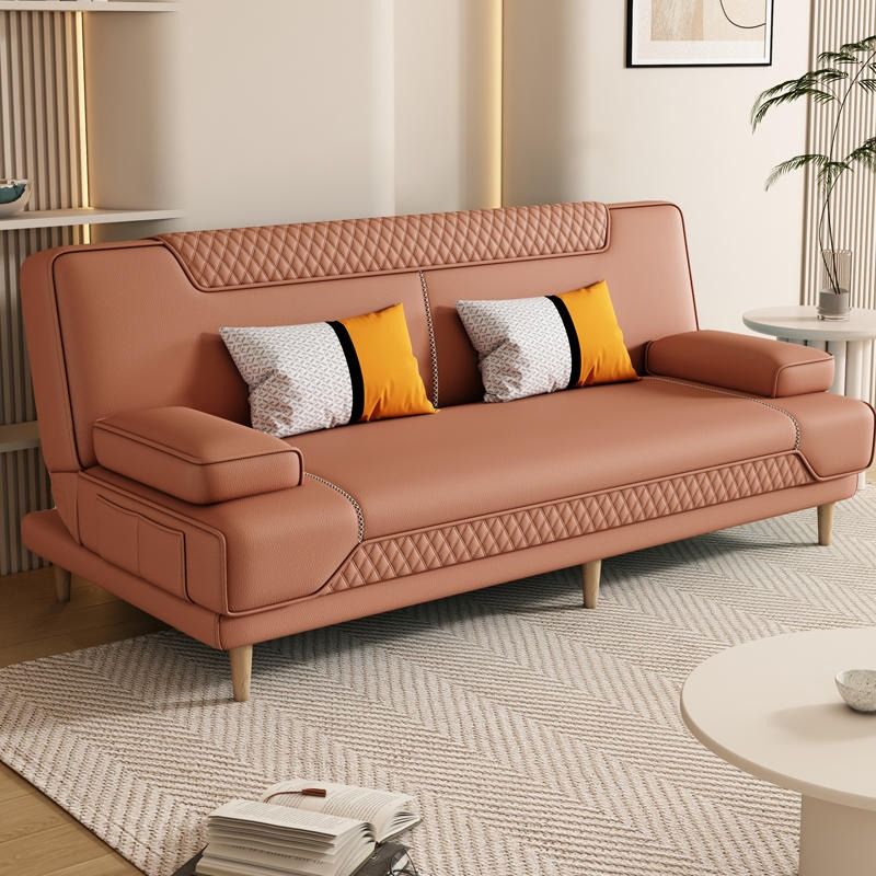Sofa Bed Faux Leather With Pillow
