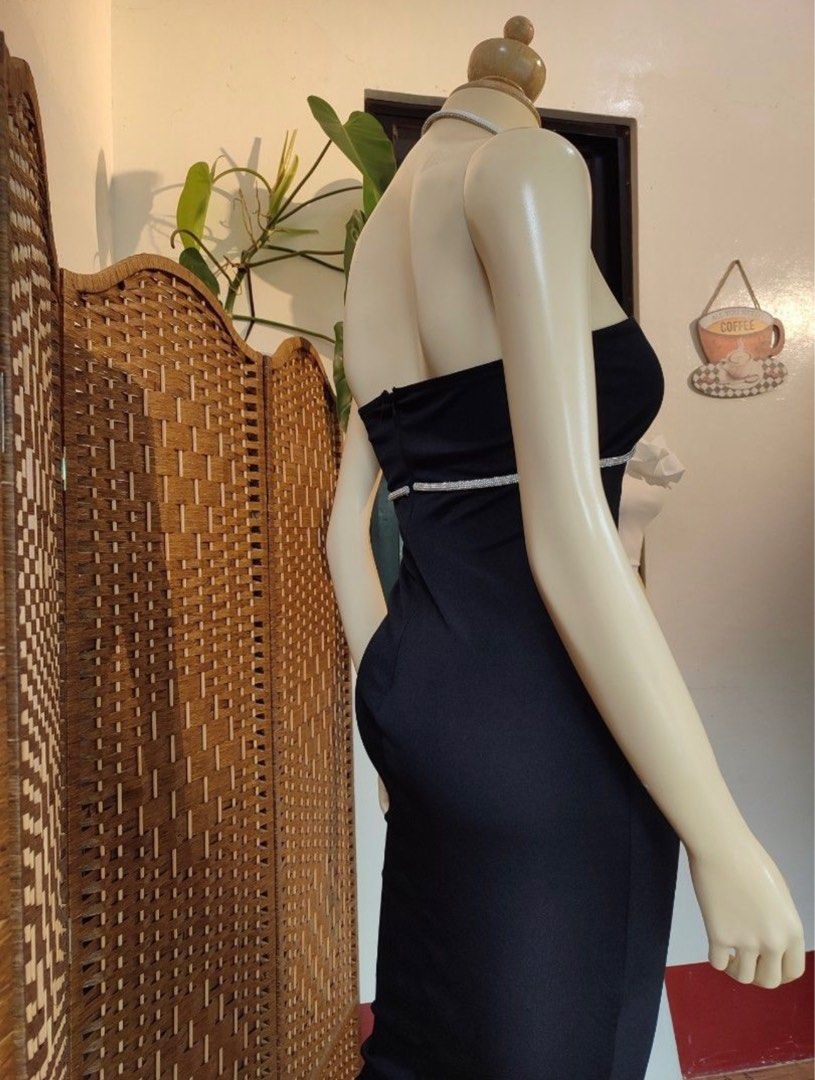 Solado Black Night Club Dress with Slit Women s Fashion Dresses