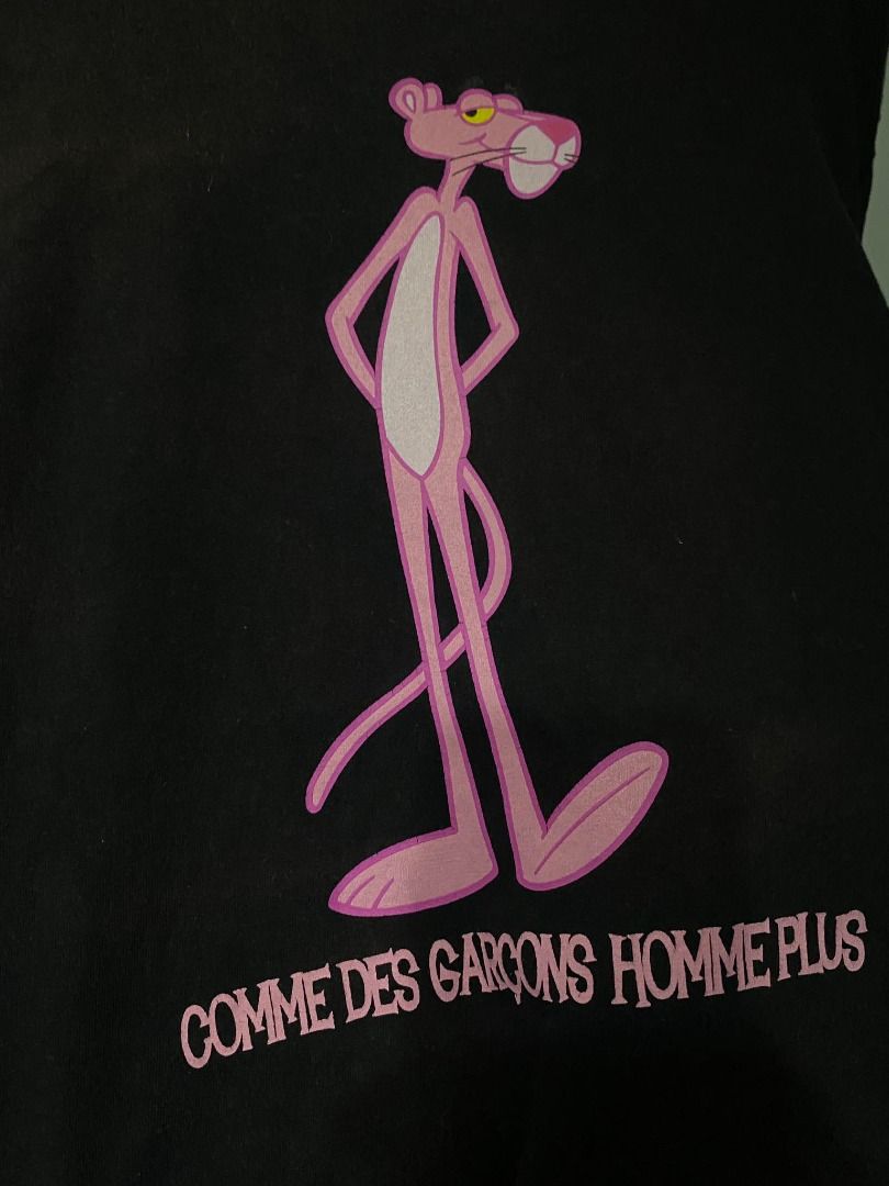 COMME des GARCONS HOMME PLUS SS 2005 Size M Pink Black Pink Panther Logo  Polyester / Acetate T-shirt