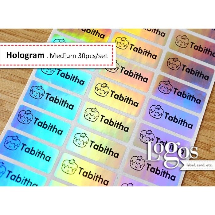 Sticker Name Custom Label - Hologram, Hobbies & Toys, Stationery ...