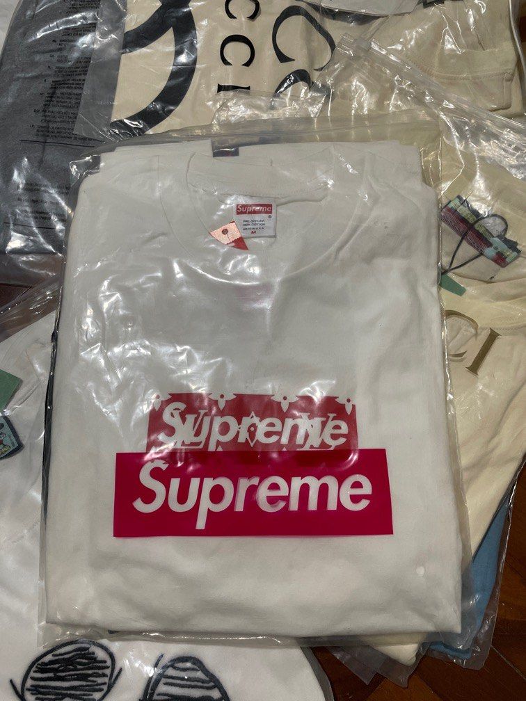 Louis Vuitton LV Supreme Box Logo T-Shirt Tee Sz L White Red Monogram