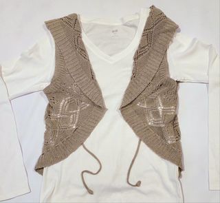 Tan Mori Style Cottagecore Shawl Vest