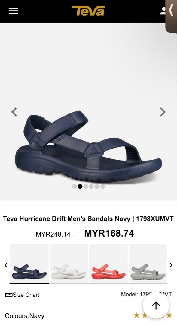 Teva sandals size chart sale