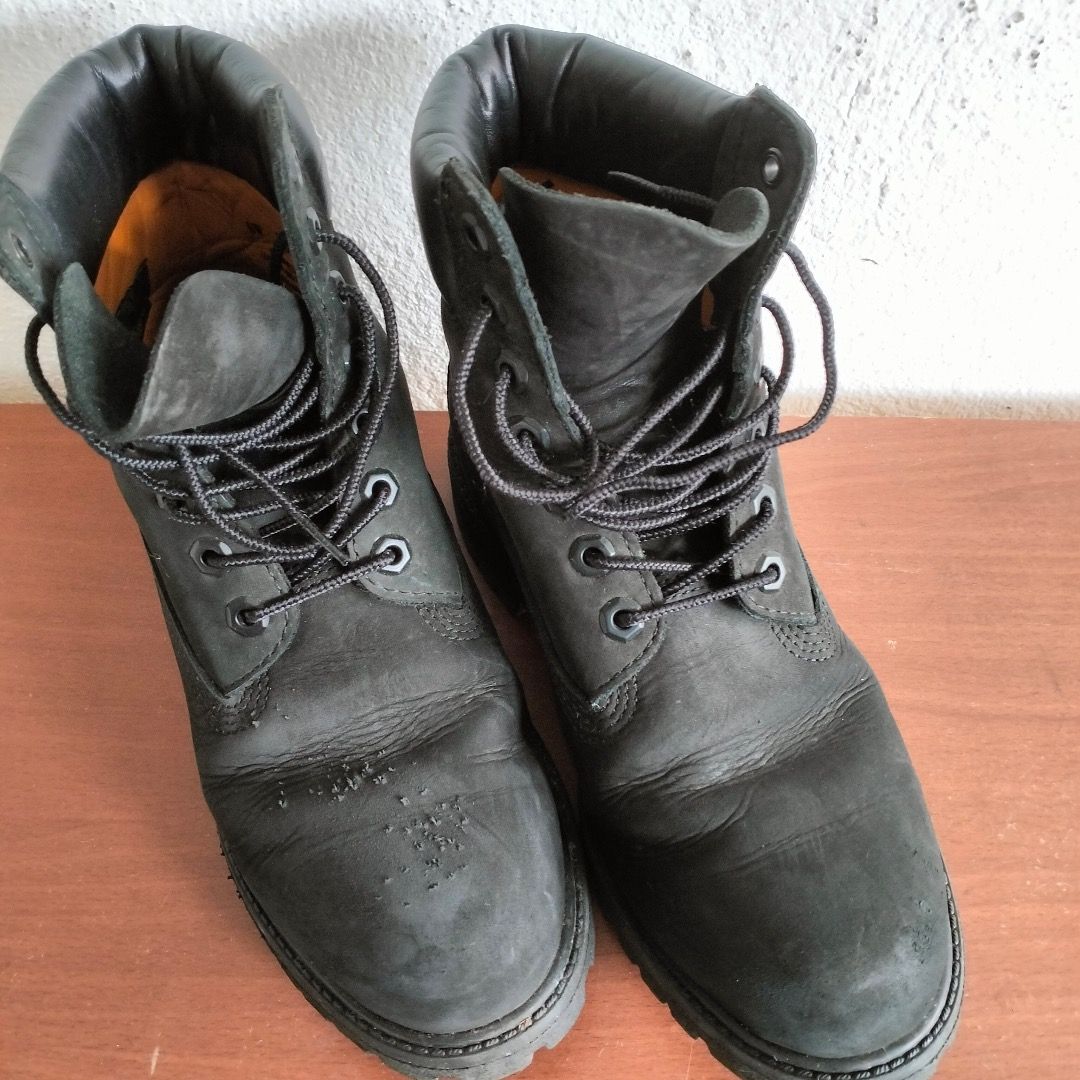 Timberland Lady Boots BLACK size 6W Leather Man Made Lining