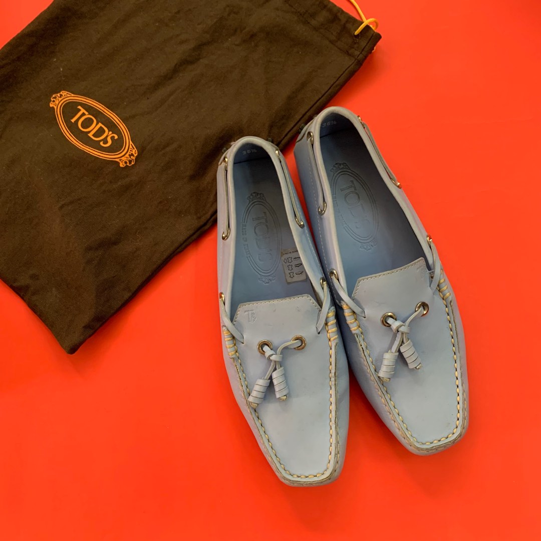 Tods Lofers Blue, Women's Fashion, Footwear, Loafers on Carousell