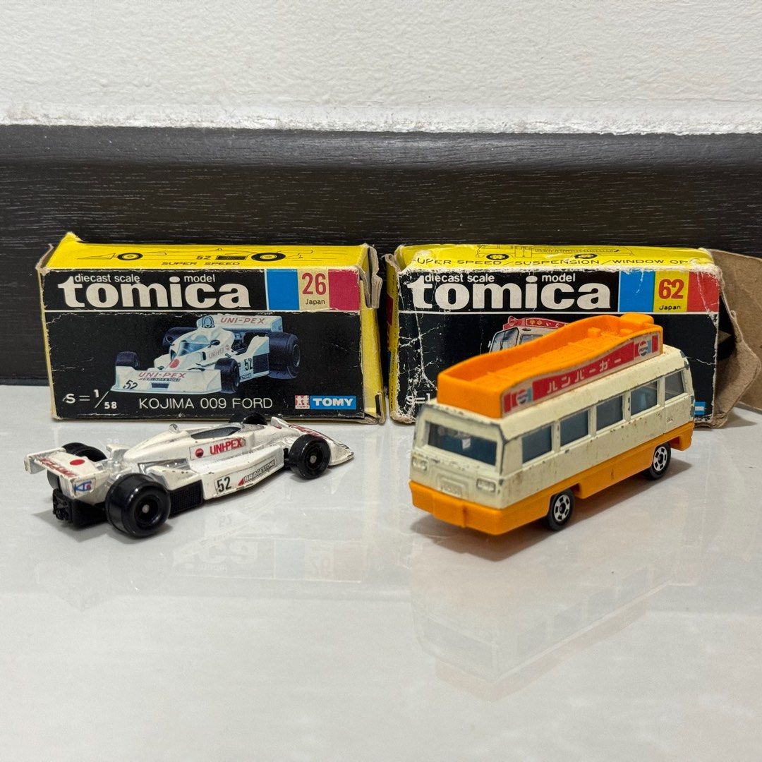 Tomica Made in Japan #26 Kojima 009 Ford, #62 Isuzu Journey Q