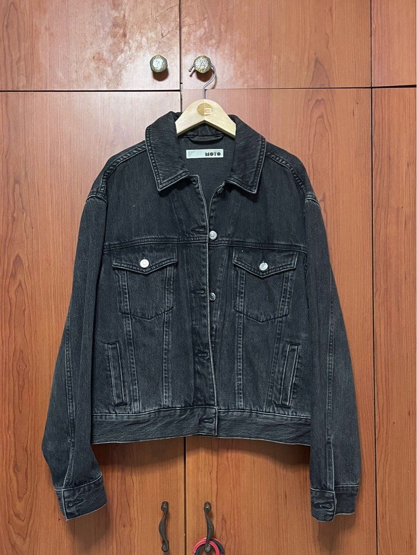 Topshop black denim jacket Women s Fashion Coats Jackets and