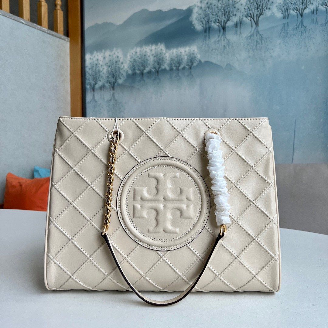 TORY BURCH FLEMING LEATHER TOTE BAG