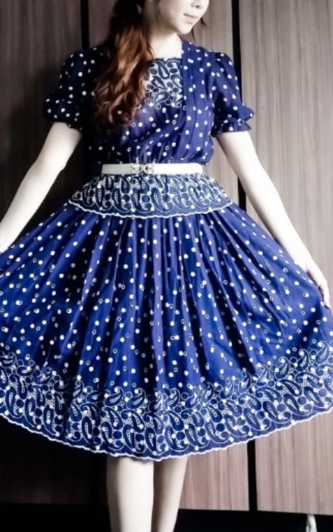 True japanese vintage 80s peplum dress Women s Fashion Dresses