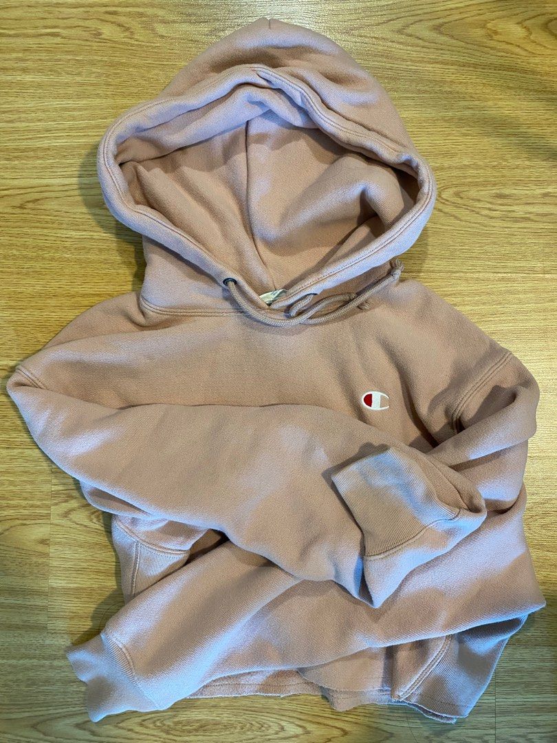Cropped pink deals champion hoodie