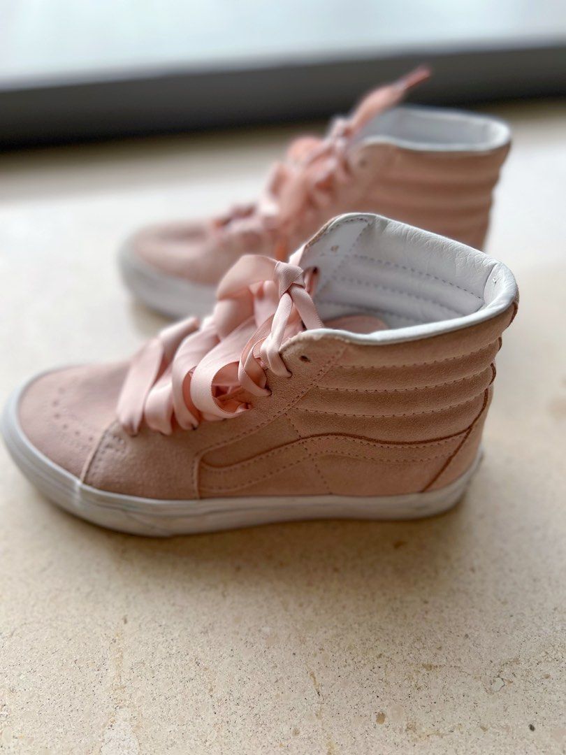 Vans Pink Suede High Cut Sneakers Women s Fashion Footwear Sneakers on Carousell