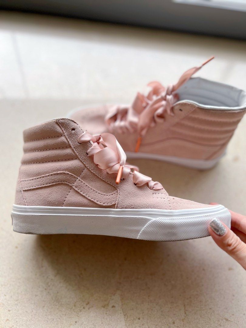 Vans Pink Suede High Cut Sneakers Women s Fashion Footwear Sneakers on Carousell