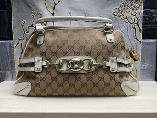 Gucci Boston Bag Vintage Web Gg Web Stripes Medium Brown Green, Luxury, Bags  & Wallets on Carousell