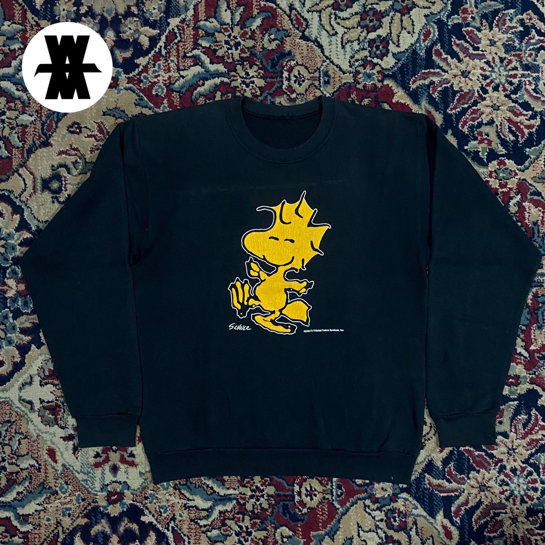 Vintage Peanuts Woodstock Sweatshirt, Fesyen Pria, Pakaian , Baju