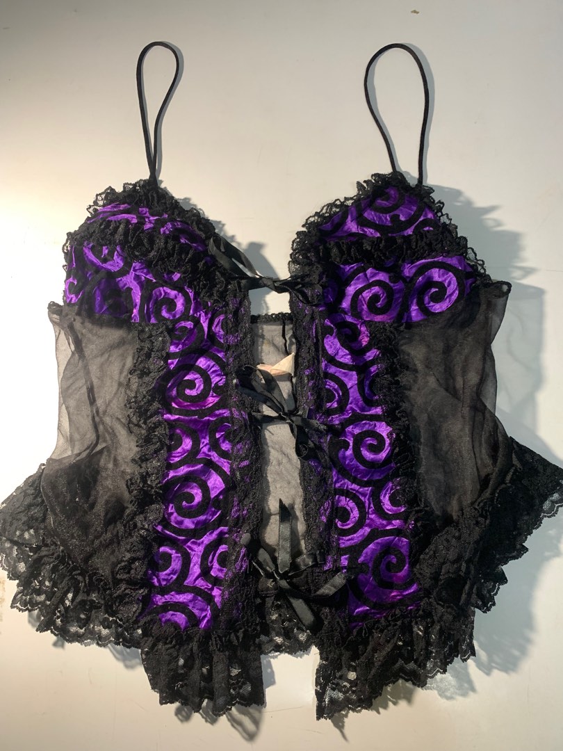 Violet black corset self tie, Women's Fashion, Undergarments ...