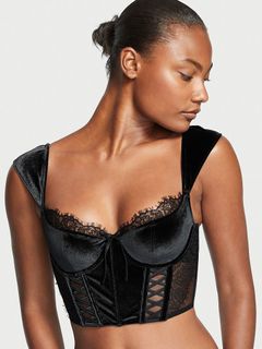 $80 VICTORIAS SECRET DREAM ANGELS LIGHTLY LINED HEART EMBROIDERY CORSET BRA  TOP