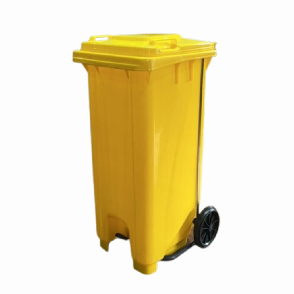 Wheeled Trash Bin 120 Liters (with Pedal) Color Yellow, Furniture