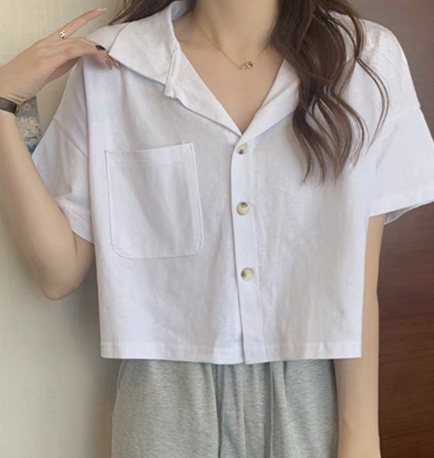 SUBDUED white top, Women's Fashion, Tops, Shirts on Carousell