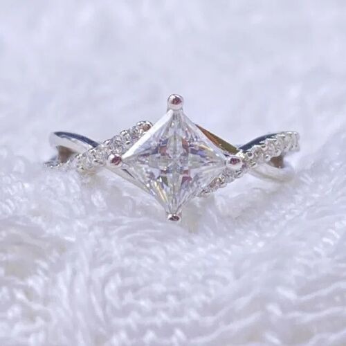 Dainty princess cut outlet engagement rings
