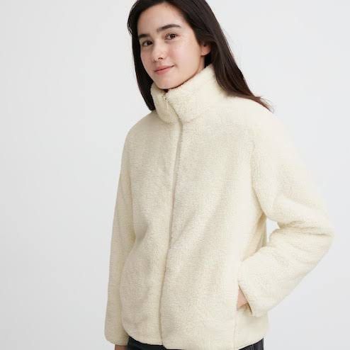 WOMEN'S FLUFFY YARN FLEECE FULL-ZIP JACKET