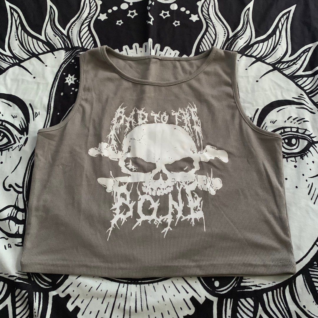 y2k gothic punk crop top (Category: Others Tops) located in Manila. Submitted by vulpixcartz (Listing ID 1260352966, Image 1). Description: size : MEDIUM-SEMI LARGE loc : tondo manila mod : sco / ggx / ( no sdd ) mop : gcash.