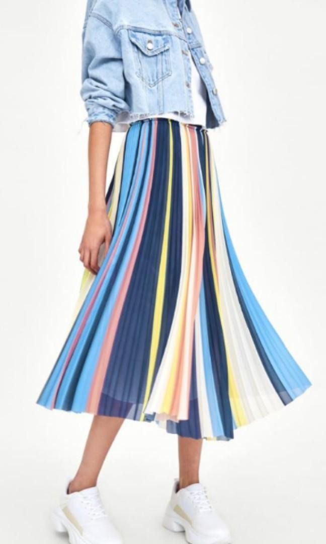 Zara Rainbow Pleated Skirt