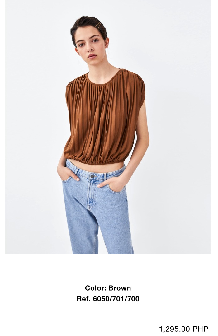 100AUTH ZARA DRAPE PLEATED CROP TOP, Women's Fashion, Tops, Shirts on