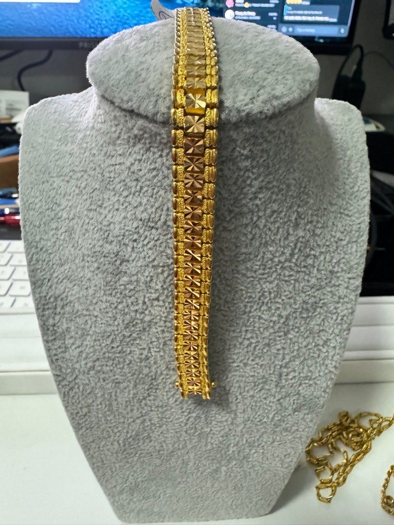 Mens gold bracelet diamond cut cheap