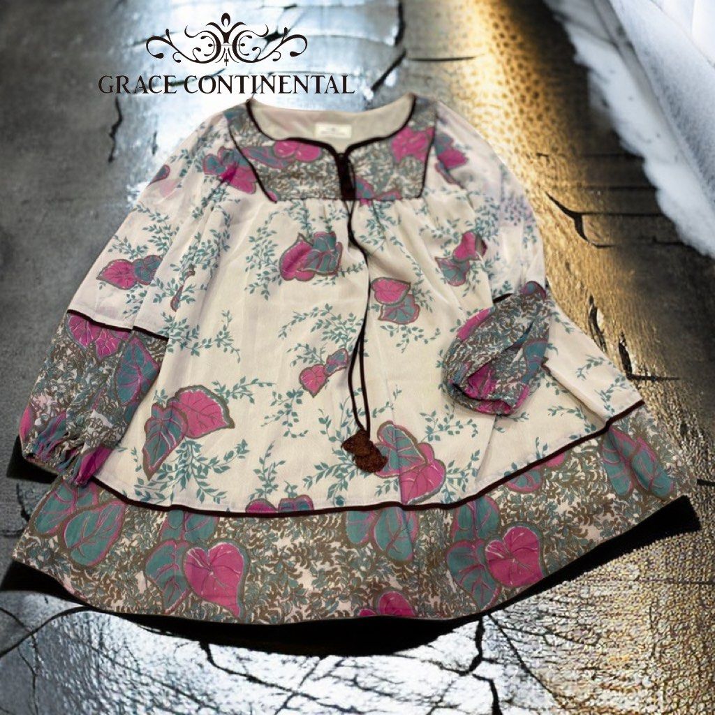 🎀 日本Grace Continental 寬鬆花襯衫Size:36#二手, 她的時尚, 上衣