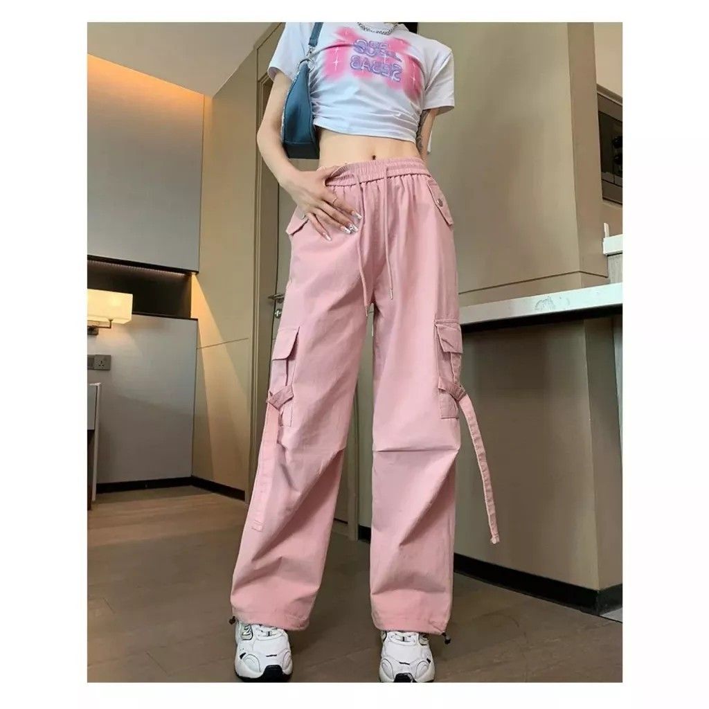 Pink Flare High waist Pants, Women's Fashion, Bottoms, Other Bottoms on  Carousell